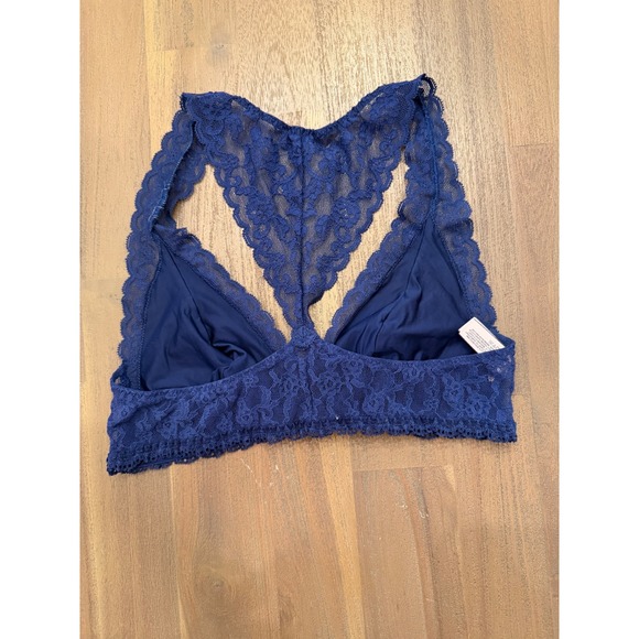 Victorias Secret Navy Blue Lace Bralette Crop Top Women's Size S P - Picture 2 of 3